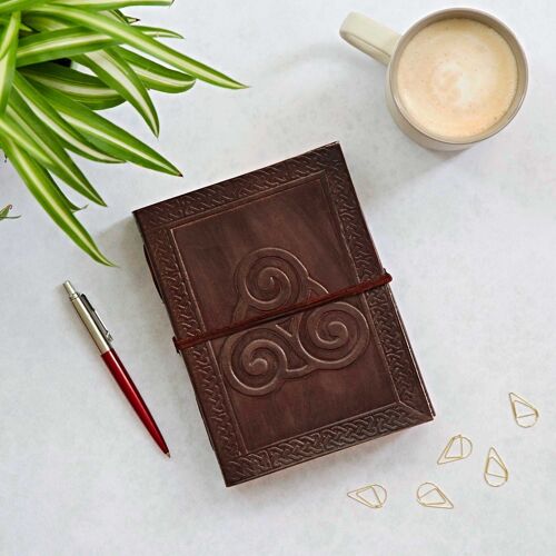 Handmade Celtic Triskelion Symbol Leather Journal