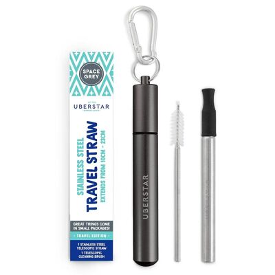 Travel Stainless Steel Straw - Space Grey