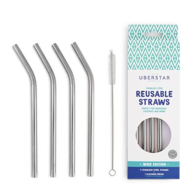 Reusable Stainless Steel Metal Straws - Silver
