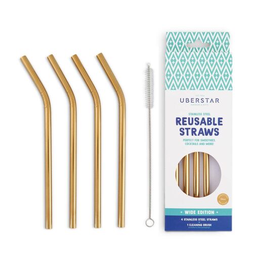 Reusable Stainless Steel Metal Straws - Gold