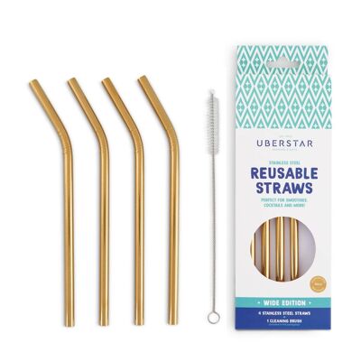 Pailles Métalliques Réutilisables en Acier Inoxydable - Or