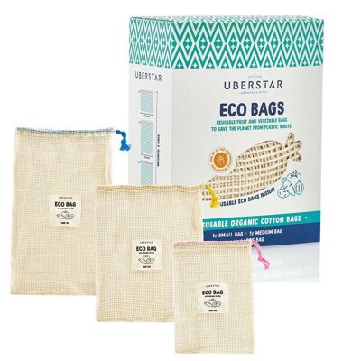 Eco Bag - Bolsa de frutas y verduras orgánicas (paquete de 3)