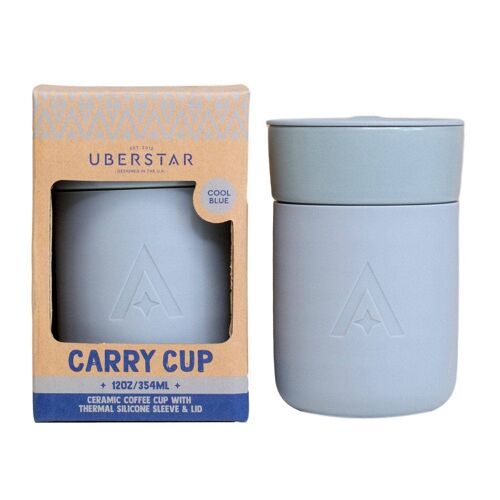 Carry Cup Ceramic Travel Mug with Lid - Cool Blue