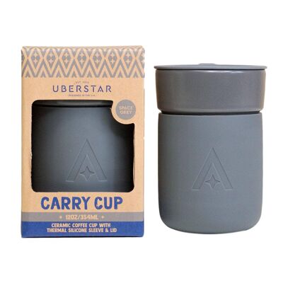 Carry Cup Tazza da viaggio in ceramica con coperchio - Grigio siderale
