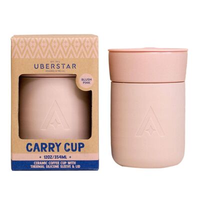 Tasse de Voyage en Céramique Carry Cup avec Couvercle - Rose Blush