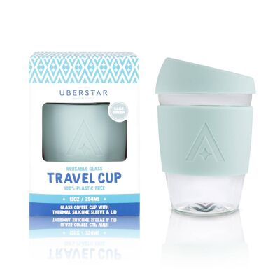 Reusable Glass Travel Coffee Cup - 12oz Sage Green