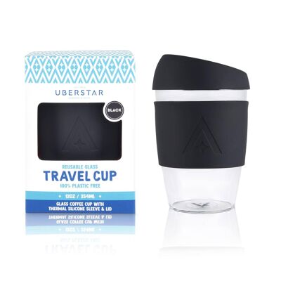 Reusable Glass Travel Cup - 12oz Black