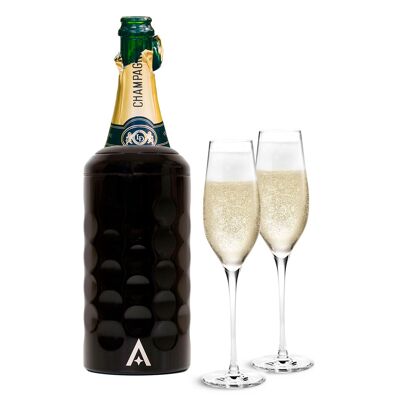 Refroidisseur de Bouteilles de Vin et Champagne avec Couvercle - Noir