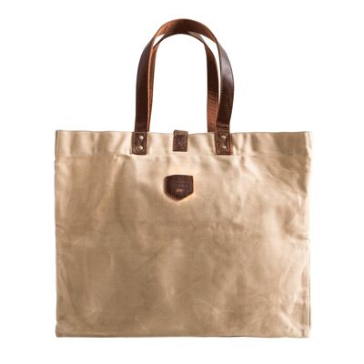 Waxed canvas tote bag ESCAPADE Beige