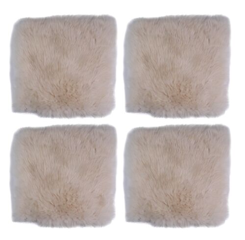 Square Sheepskin Seat Pad - Natural White