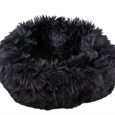 Irish Sheep Wool Pet Bed - Black - S