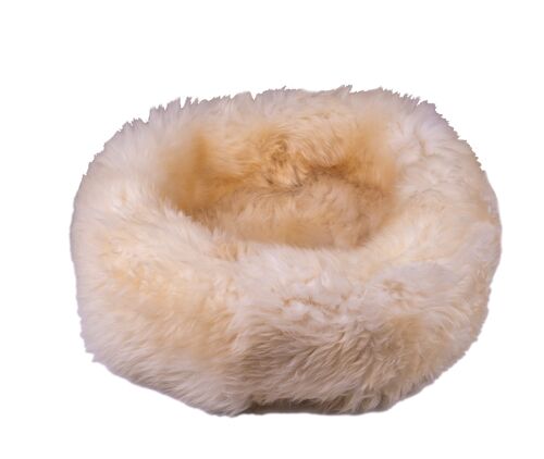 Irish Sheep Wool Pet Bed - White - L