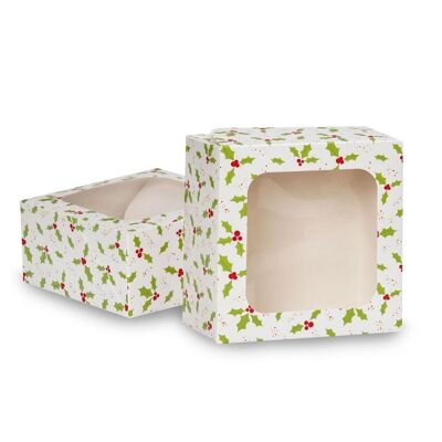 Holly Square Treat Boxes with Window