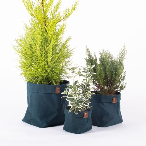 Set de Cache-pots en toile waxée PLANTER Bleu Ombre