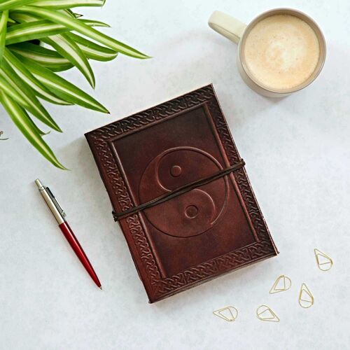 Handmade Yin Yang Symbol Leather Journal