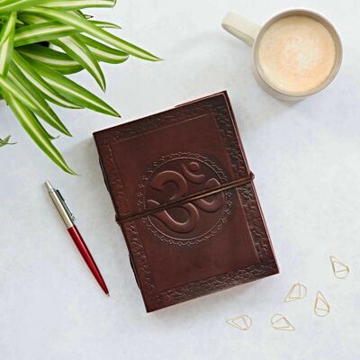 Handmade Ohm Symbol Leather Journal