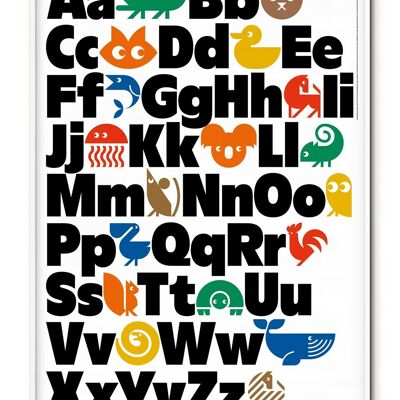 Poster inglese con alfabeto animale - 50x70 cm