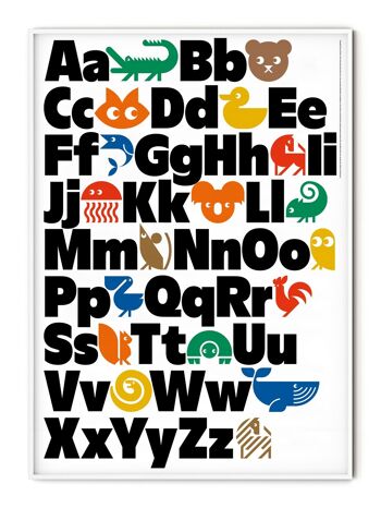 Affiche Anglaise Alphabet Animaux - 50x70 cm