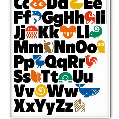 Affiche Anglaise Alphabet Animaux - 50x70 cm