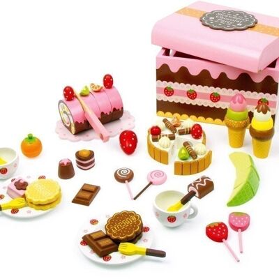 caja de dulces | en el picnic | Madera