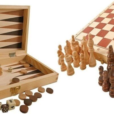 Classic games 3 in 1 in a wooden case