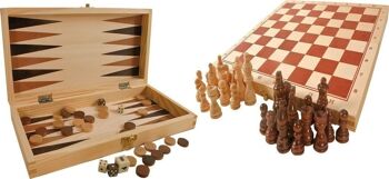 Jeux classiques 3 en 1 dans un coffret en bois 1