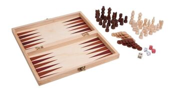 Jeux classiques 3 en 1 dans un coffret en bois 2