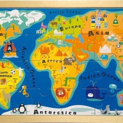 Cadre puzzle carte du monde
