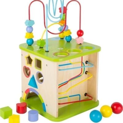 Motor skills cube with ball track
