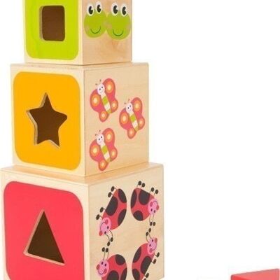 Cube empilable ABC | jeux enfichables | Bois