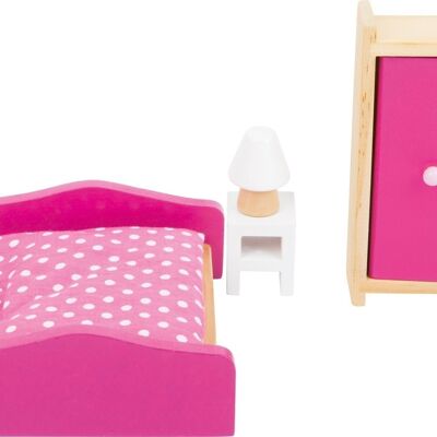 Dormitorio con muebles de casa de muñecas