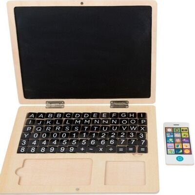 Wooden laptop with magnetic board