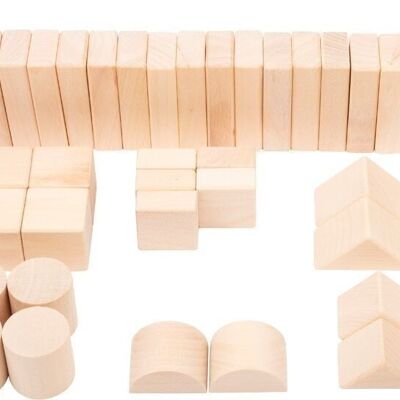 Wooden building blocks nature pack of 50 in a bag