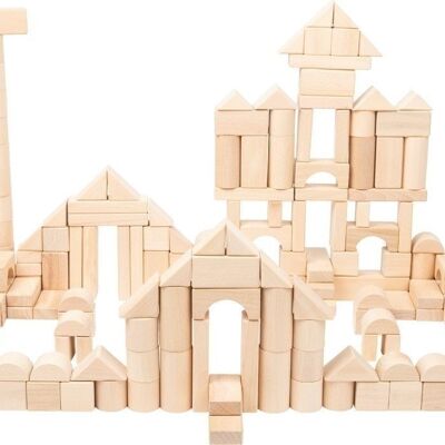 Wooden building blocks natural 200 pieces in a bag