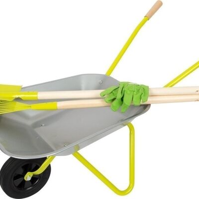 Wheelbarrow with garden tools