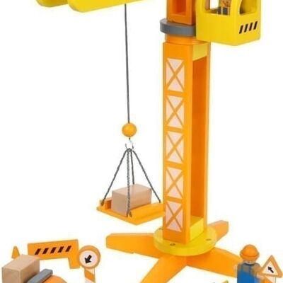 Construction crane with construction site accessories