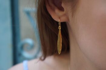 Boucles d'oreilles bijoux feuille d'olivier en argent sterling. Minimaliste b x 2