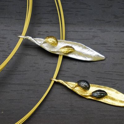 Olive Leaf and fruits Pendant Necklace for Women. Plant love