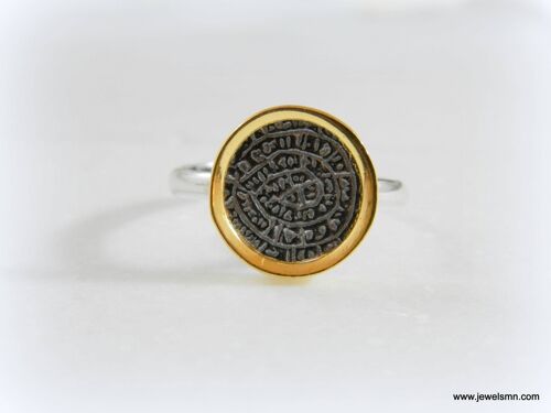 Minoan Phaistos disk at sterling silver ring, Greek jewelry