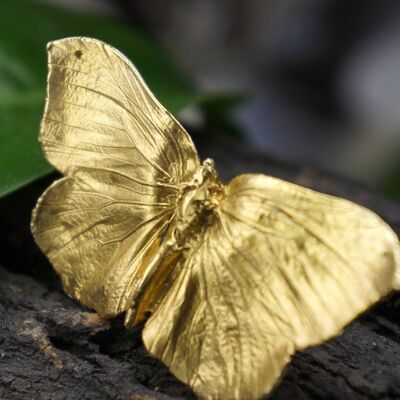 Bague papillon véritable plaquée or en argent sterling.