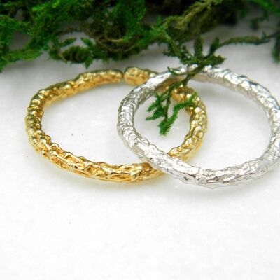 Wedding bands branch ring. Yellow or White Solid Gold