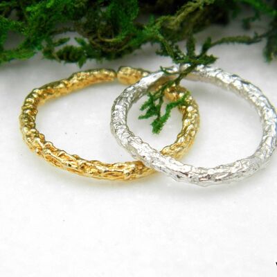 Wedding bands branch ring. Yellow or White Solid Gold