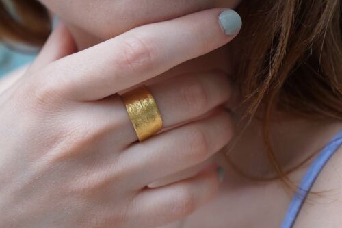 Solid Gold Olive Leaf Ring for Women and Men,Adjustable Whit