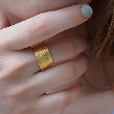 Solid Gold Olive Leaf Ring for Women and Men,Adjustable Whit