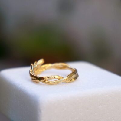 Gold Olive Bracnh Ring Olive Twig, Wedding Band Ring for