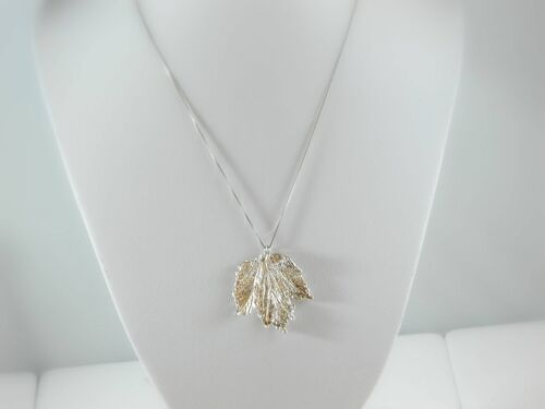 Sterling Silver Real Rose Leaf Necklace .