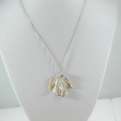 Sterling Silver Real Rose Leaf Necklace .