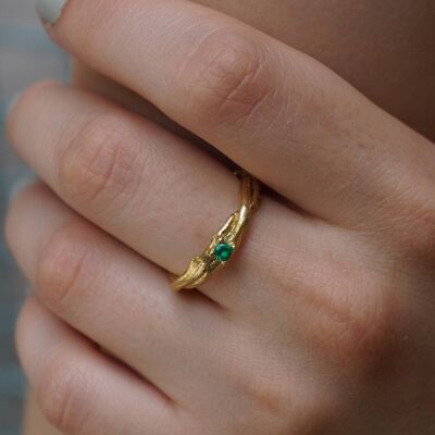 Goldener Olivenzweig Ring für Damen und Herren Zweig verstellbar