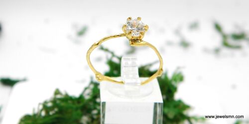 Minimal Solid Gold jasmine twig promise ring