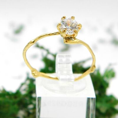 Minimal Solid Gold Jasmin Zweig Versprechen Ring